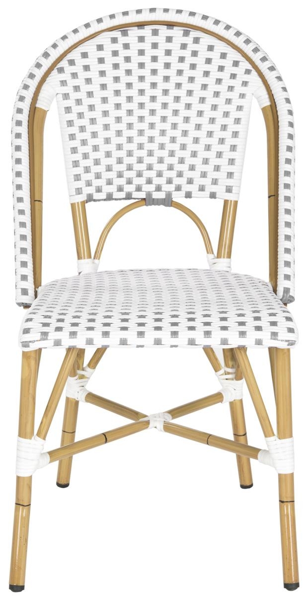 Salcha Indoor-Outdoor French Bistro Stacking Side Chair - Grey/White/Light Brown - Safavieh - Image 1