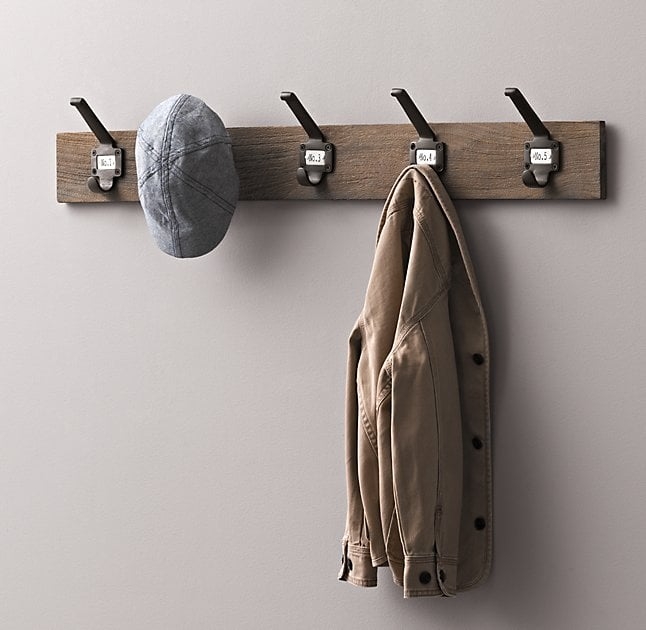 VINTAGE SCHOOLHOUSE WALL HOOK RACK - Image 1