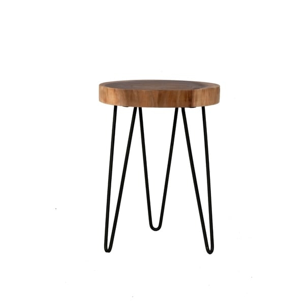 East At Main's Laredo Brown Teakwood Round Accent Table - Image 0