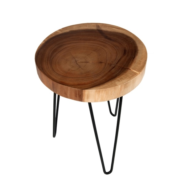 East At Main's Laredo Brown Teakwood Round Accent Table - Image 1