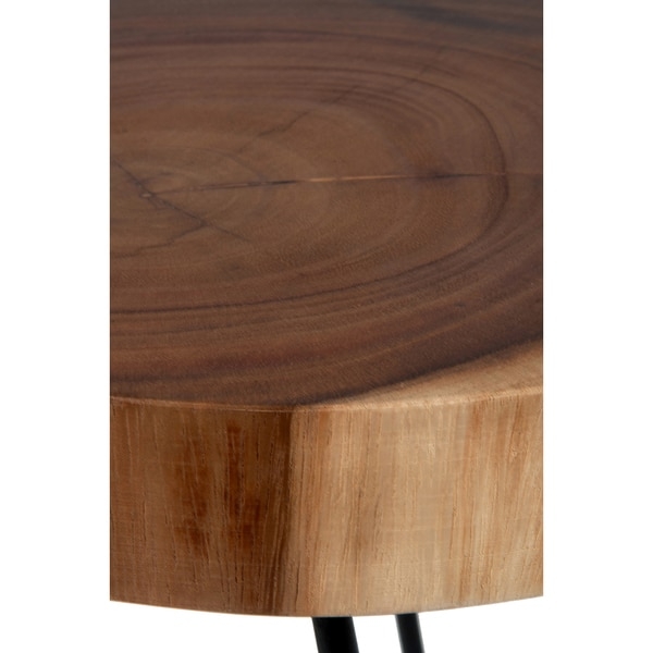 East At Main's Laredo Brown Teakwood Round Accent Table - Image 3