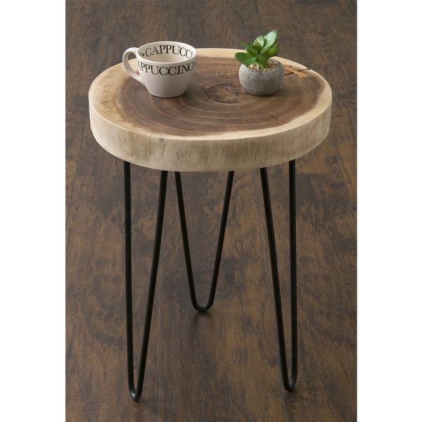 East At Main's Laredo Brown Teakwood Round Accent Table - Image 4