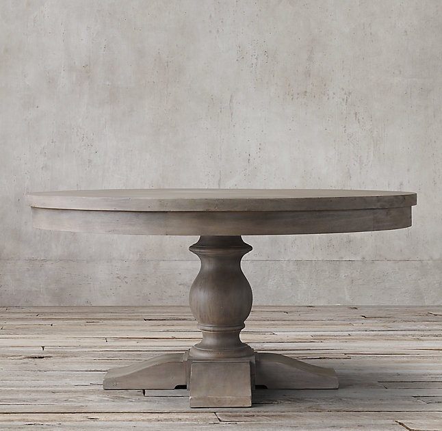 17TH C. PRIORY ROUND DINING TABLE- 60" -Weathered Grey - Image 0