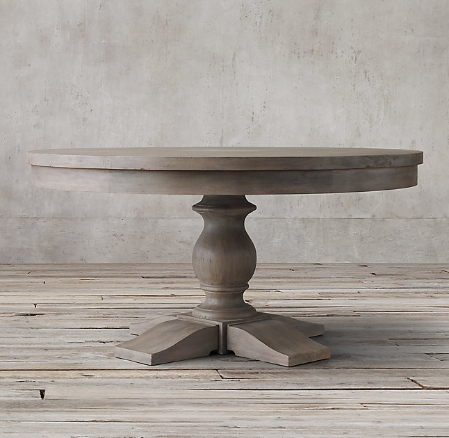 17TH C. PRIORY ROUND DINING TABLE- 60" -Weathered Grey - Image 1