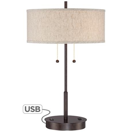 Nikola Metal Table Lamp with USB Port - Image 0