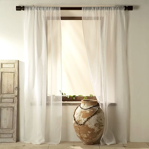 Sheer Linen Curtain - Ivory - Individual  - 84"L - Image 3