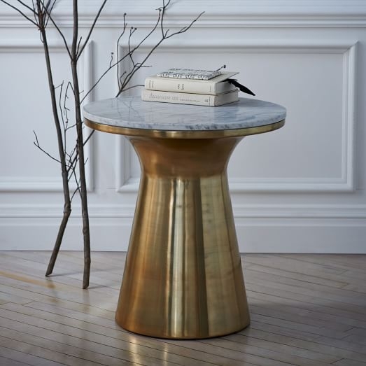 Marble Topped Pedestal Side Table - Image 1