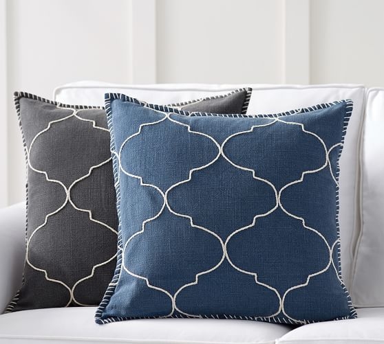 Tile Embroidered Pillow Cover - Insert not included - Image 1
