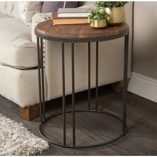 Burnham Reclaimed Wood and Iron End Table - Image 1