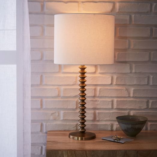 Candlestick Table Lamp - Ribbed (Antique Brass) - Image 1