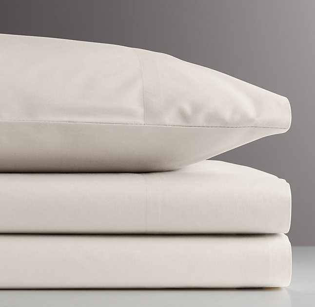 Vintage-Washed Percale Sheet Set - Ivory - Full - Image 0