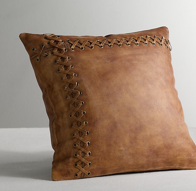 Leather Catcher's Mitt Decorative Pillow Cover & Insert - 14"x14" - Image 0