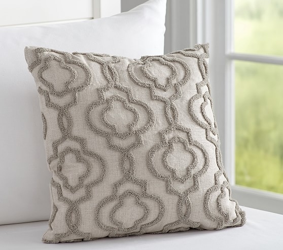 Candlewick Lattice Pillow - Grey - 16.25" square - Polyester Fill - Image 0