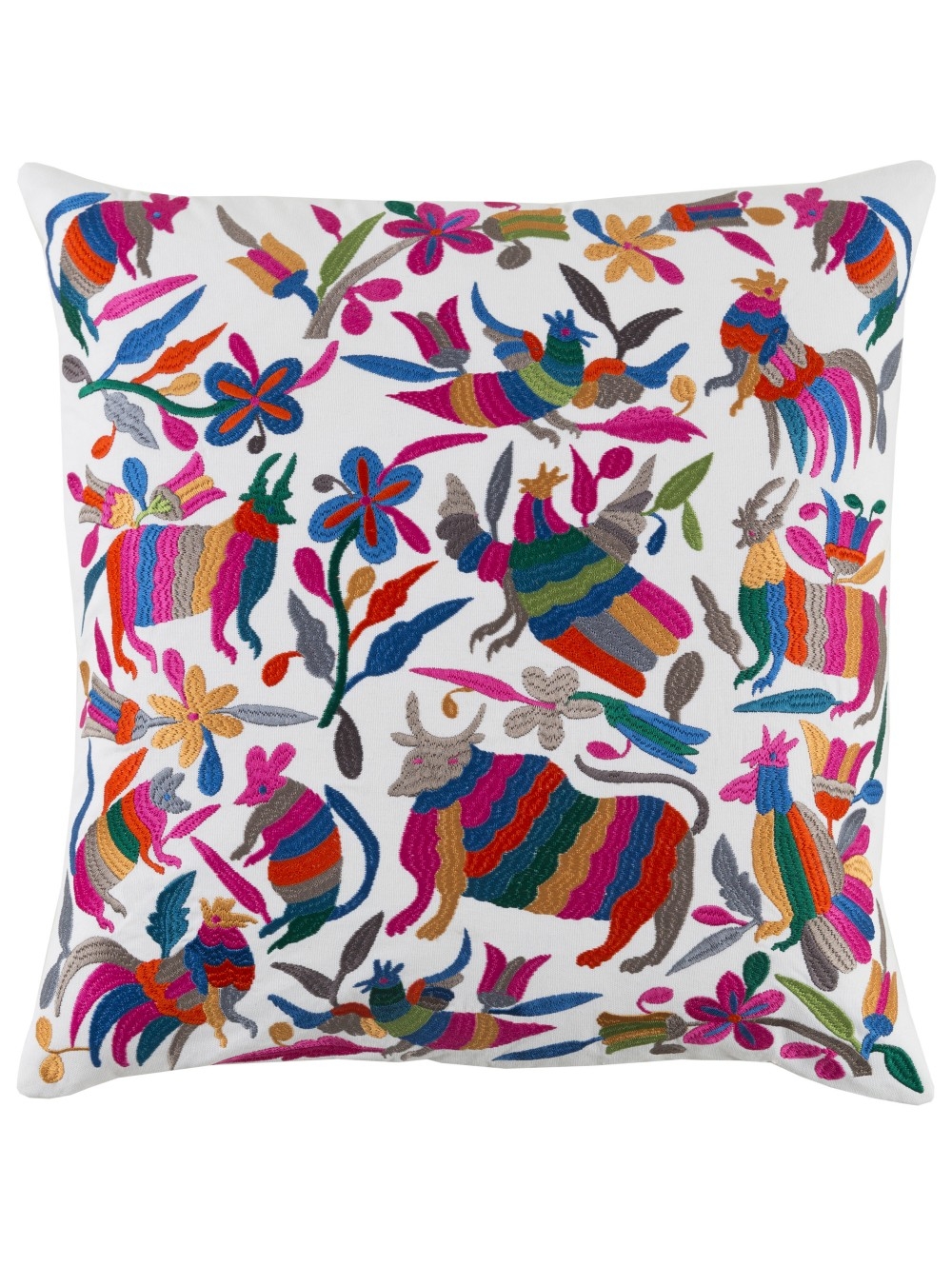 Chiapas Otomi Pillow-20" x 20"-Poly Filled-Multicolored - Image 0