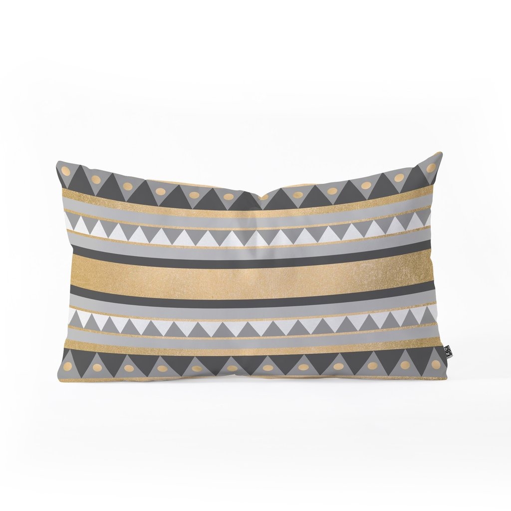 GOLDEN TRIBAL Oblong Throw Pillow - 23" x 14" - with insert - Image 0
