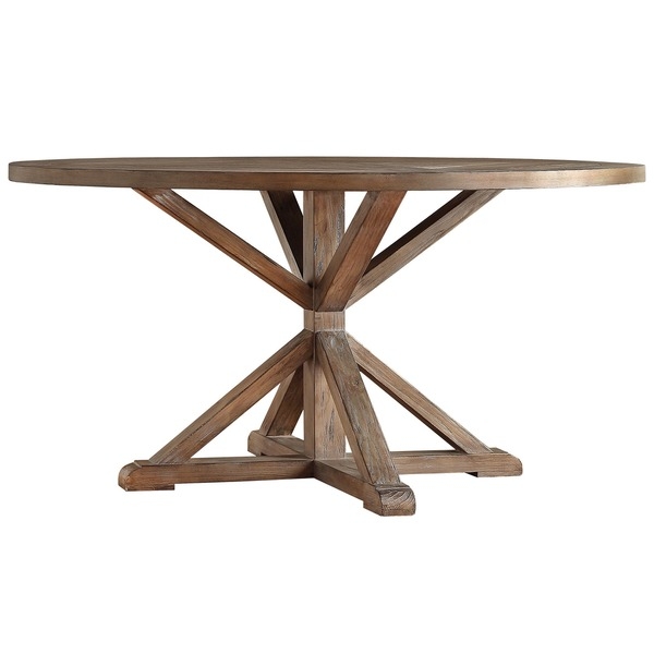 SIGNAL HILLS Benchwright Rustic X-base 60-inch Round Dining Table - Pine finish - Image 0