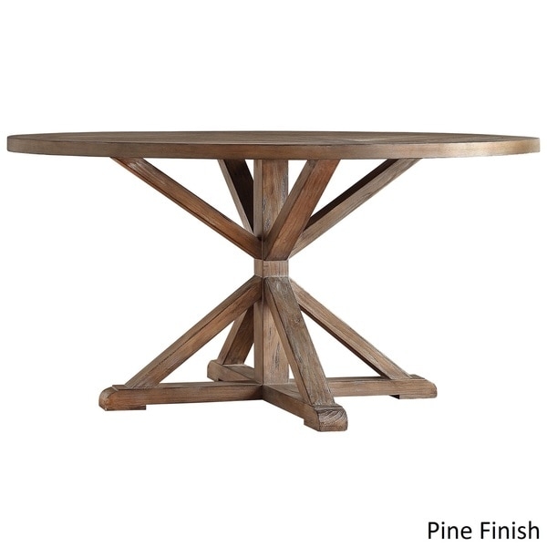 SIGNAL HILLS Benchwright Rustic X-base 60-inch Round Dining Table - Pine finish - Image 1