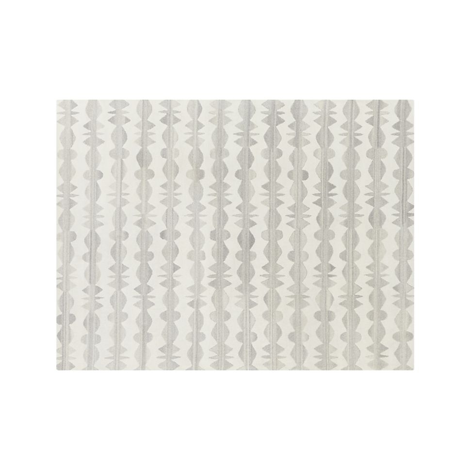 Graphite Neutral Striped Wool 9'x12' Rug - Image 0