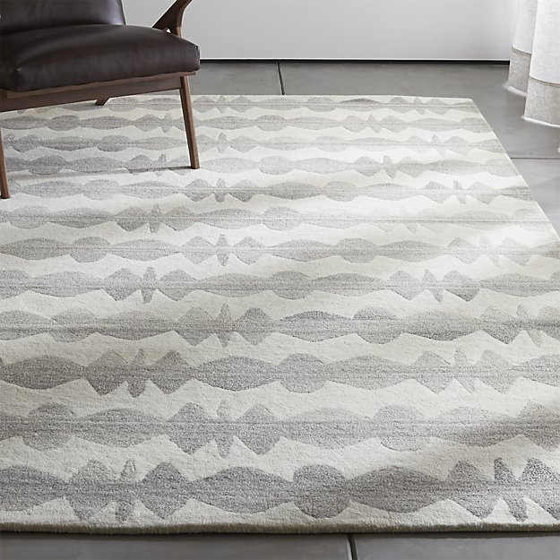 Graphite Neutral Striped Wool 9'x12' Rug - Image 1