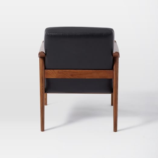 Mid-Century Leather Show Wood Chair - Nero Leather/Pecan - Image 4