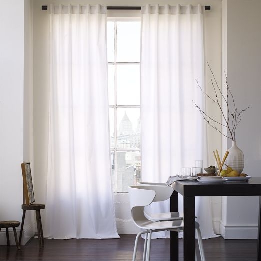 Cotton Canvas Curtain - White - Individual - Unlined - 84"L - Image 0