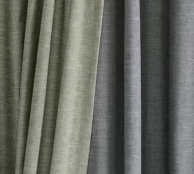 Emery Linen/Cotton Pole Pocket Blackout Drape, 50'' x 84", Single, Gray - Image 1