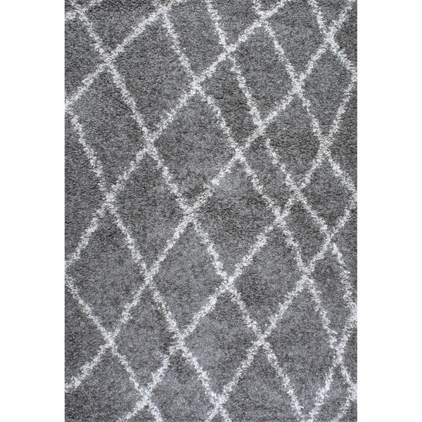nuLOOM Alexa My Soft and Plush Moroccan Trellis Grey Easy Shag Rug (6'7 x 9') - Image 0