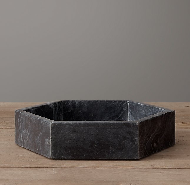 Hexagonal Marble Bowl Small - Black - Image 0