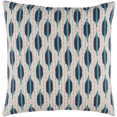 Kantha Pillow - 18" x 18" - Polyester Insert - Teal / Multi - Image 0