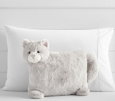 Faux Fur Decorative Pillow, Shaped, Grey - Image 1