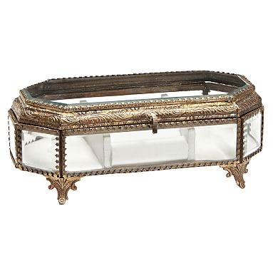 The Emily &amp; Meritt Wishbox Collection, Crown Jewel Jewelry Box, Gold and Glass - Image 0