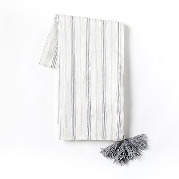 Stripe Linen Throw, Ivory - Image 1