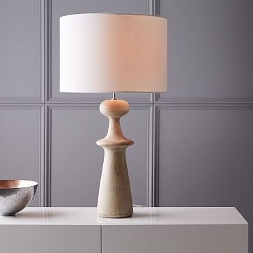 Turned Wood Table Lamp - Tall, Whitewash - Image 0