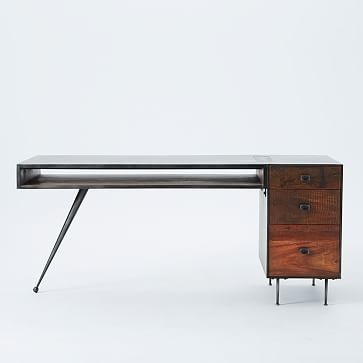 Lloyd Metal Desk, Concrete/Walnut - Image 0