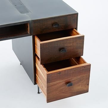 Lloyd Metal Desk, Concrete/Walnut - Image 1