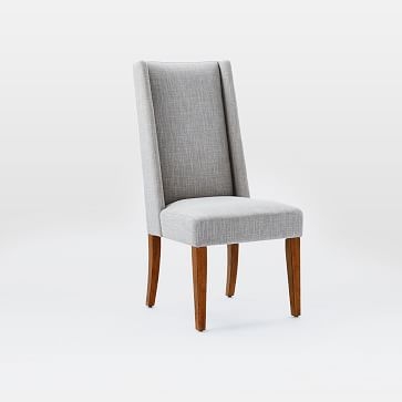 Willoughby Dining Chair, Linen Weave, Platinum, Walnut Legs - Image 0