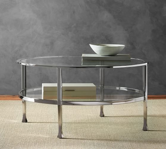 Tanner Round Coffee Table - Polished Nickel finish - Image 1