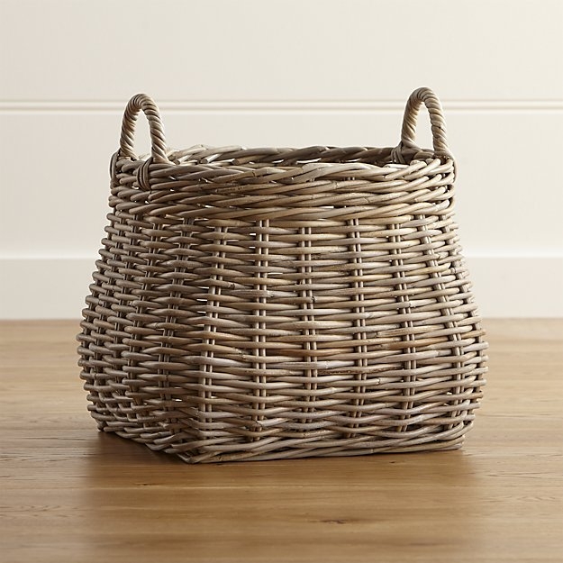 Birney Round Grey Rattan Basket - Image 1