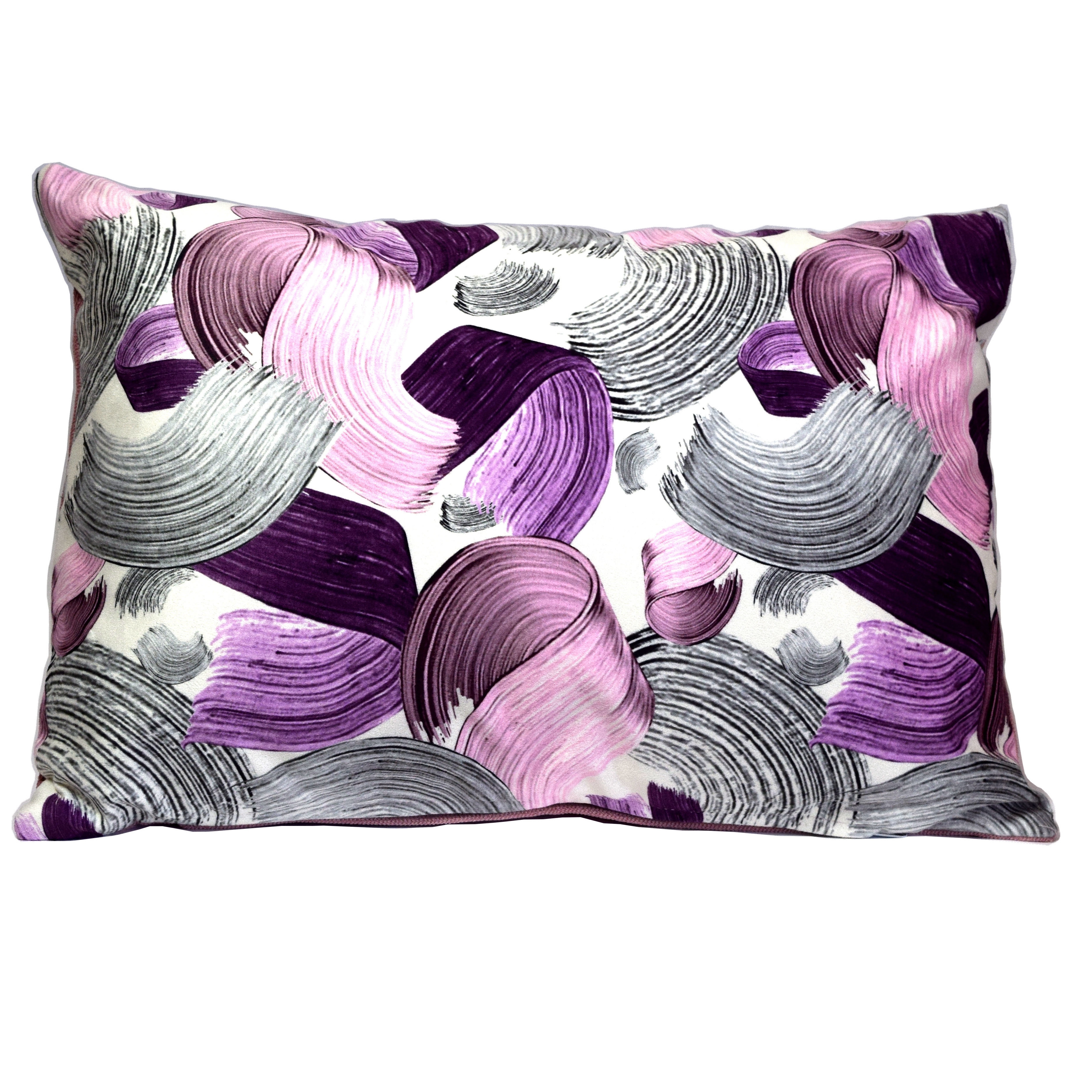 Mirasol Paint Bruch Painting Lumbar Pillow - Purple - Set of 2 - Image 0