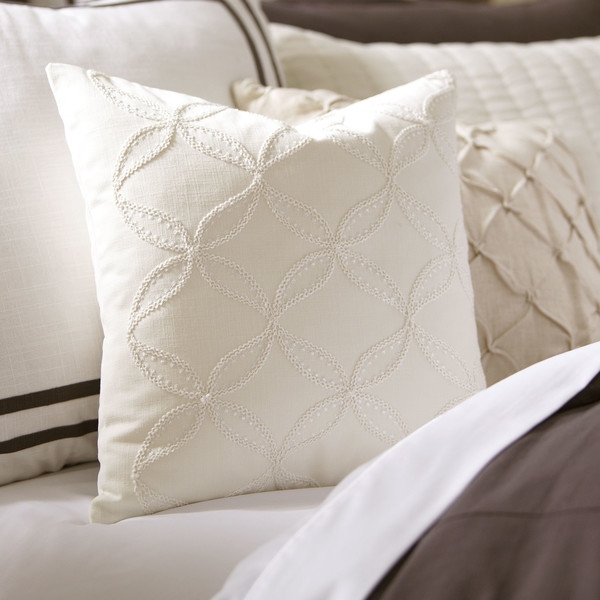 Edith Embroidered Pillow Cover - White - Insert sold separately - Image 0
