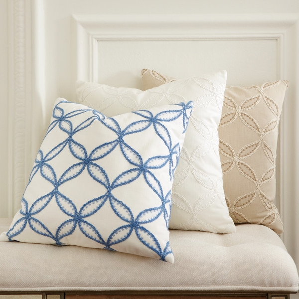 Edith Embroidered Pillow Cover - White - Insert sold separately - Image 1