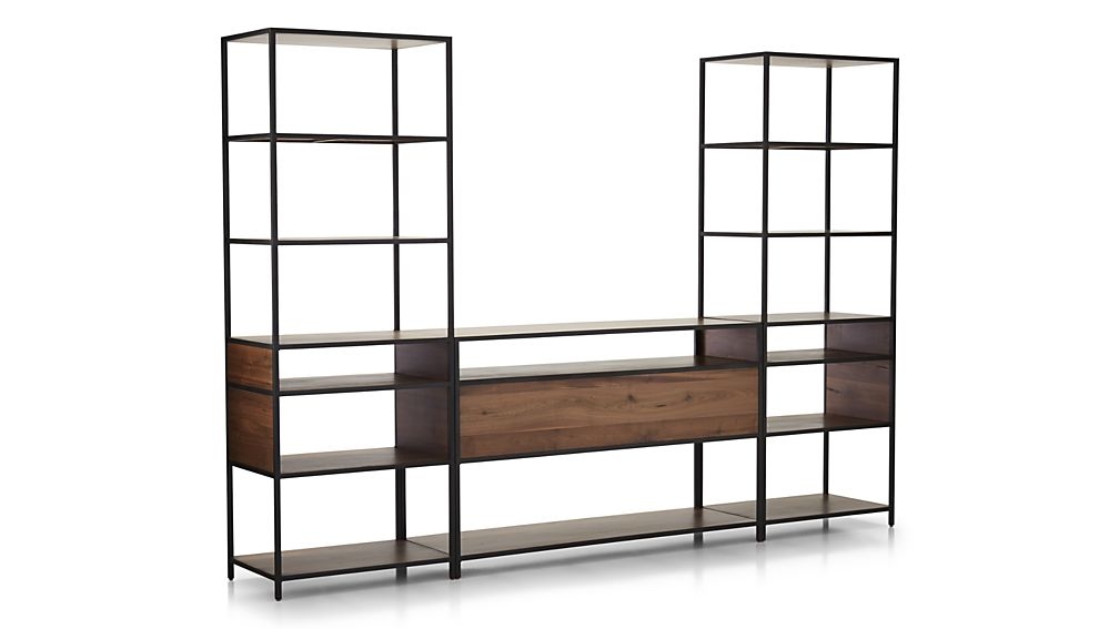 Knox Media Console with 2 Tall Open Bookcases - Image 1