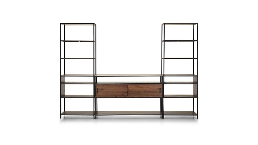 Knox Media Console with 2 Tall Open Bookcases - Image 2