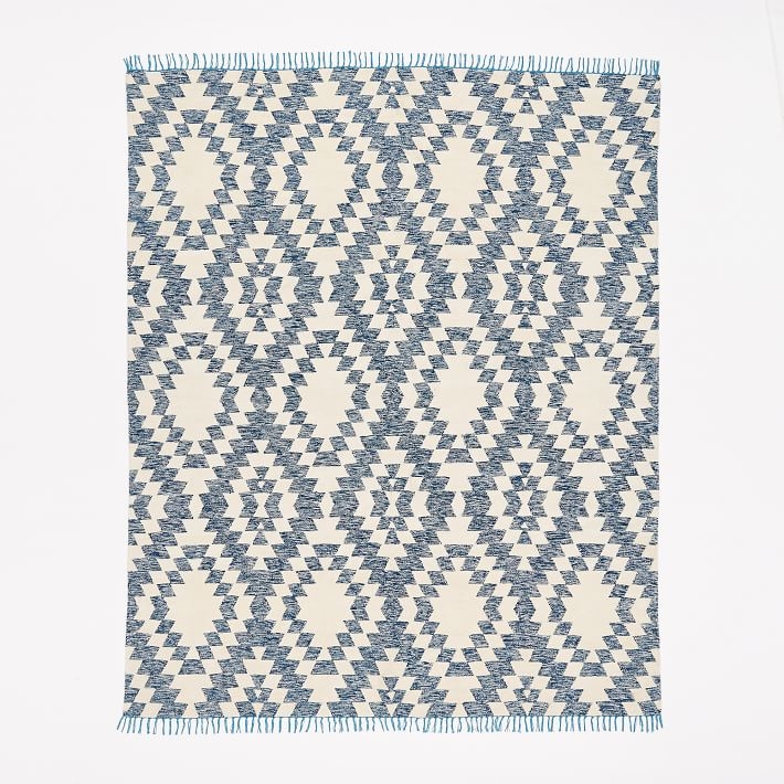 Palmette Chenille Wool Kilim Rug - Midnight - 9' x 12' - Image 0