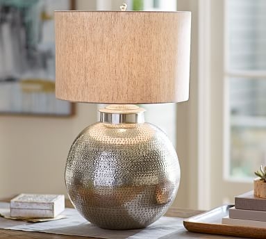 Nori Hammered Table Lamp Base - Antique Silver - Image 0