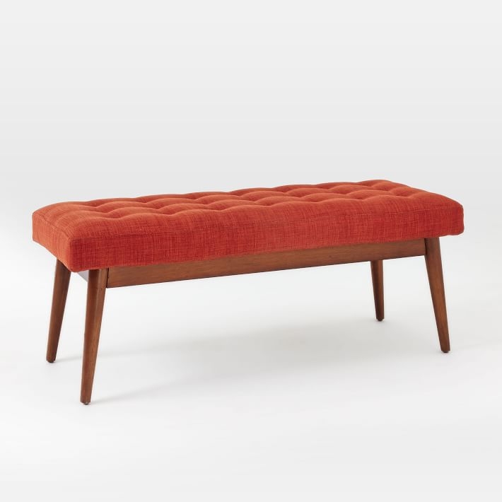 Mid-Century Upholstered Bench - Cayenne - Image 0
