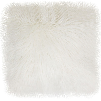 Keller Faux Mongolian Fur Throw Pillow - Bright White - 16''  x 16''  - Polyester fill - Image 0