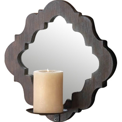 Wood Damask Mirrored Wall Sconce - Set of 2 - Image 1