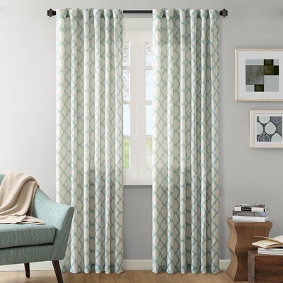 Nakita Linen Single Curtain Panel - Aqua - 84"L - Image 0