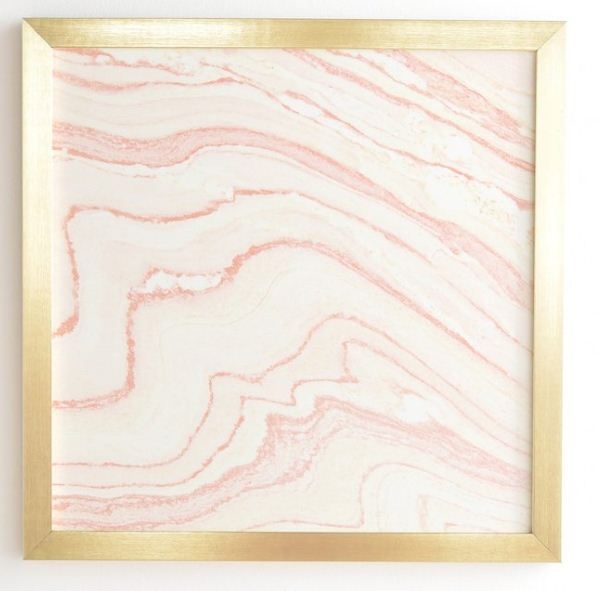 BLUSH MARBLE Wall Art - 14" x 16.5" - Gold Frame with mat - Image 0